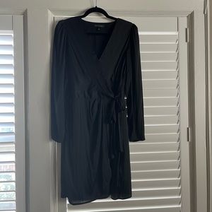 Black silk wrap dress
